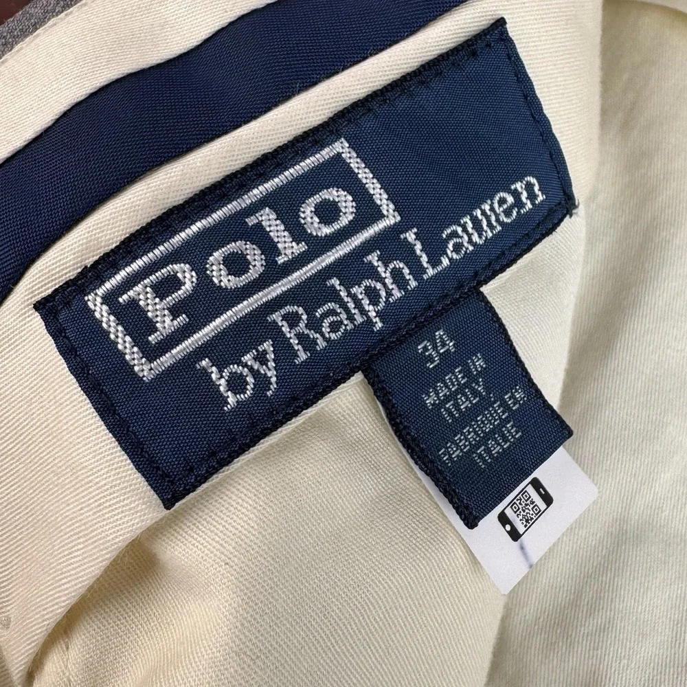 Polo Ralph Lauren Dress Pants Mens 34x32 Gray Wool Business Classy Italy Trouser